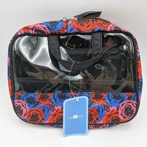 TikTok Viral Nine to Nine Floral Clear Travel Makeup Case - Red, Blue, Pink